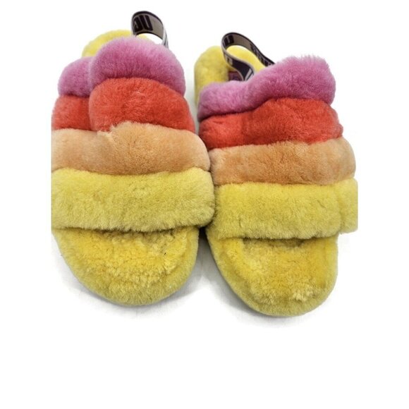 UGG Fluff Yeah Pride Slide Womens 10/Mens 12 Yellow Sheepskin - Picture 5 of 10